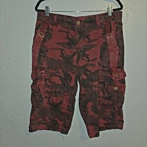 Twoce CARGO SHORTS CAMO Skater Pockets Grunge Utility Y2K Streetwear Sz 34